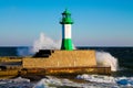 Lghthouse with waves Royalty Free Stock Photo