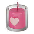 Scented Candle Icon for Romantic Valentine\'s Day. 3D render