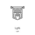 lgtb icon vector from lgbt collection. Thin line lgtb outline icon vector illustration. Linear symbol for use on web and mobile