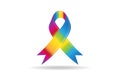 Rainbow ribbon pride symbol logo