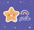 Lgtbi pride and kawaii star with rainbow vector design