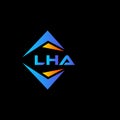 LHA abstract technology logo design on Black background. LHA creative initials letter logo concept