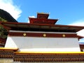Lhakhang Karpo White temple in Haa valley located in Paro, Bhutan Royalty Free Stock Photo