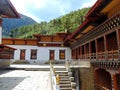 Lhakhang Karpo White temple in Haa valley located in Paro, Bhutan Royalty Free Stock Photo