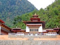 Lhakhang Karpo White temple in Haa valley located in Paro, Bhutan Royalty Free Stock Photo