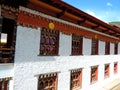 Lhakhang Karpo White temple in Haa valley located in Paro, Bhutan Royalty Free Stock Photo