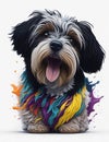 Lhasa Apso Dog white background Splash Art 3 Royalty Free Stock Photo