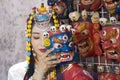 Lhasa, Tibet, China, Chengguan District, June 23 2019: closeup of beautiful young make up girl wearing traditional Tibetan clothes