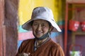 Lhasa, Tibet, China, Chengguan District, June 24 2019: meeting with woman wearing traditional clothes