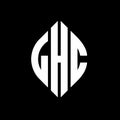 LHC circle letter logo design with circle and ellipse shape. LHC ellipse letters with typographic style. The three initials form a Royalty Free Stock Photo