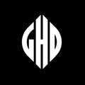 LHD circle letter logo design with circle and ellipse shape. LHD ellipse letters with typographic style. The three initials form a Royalty Free Stock Photo