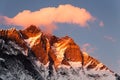 Lhotse, evening sunset view of Lhotse and clouds