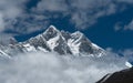 Lhotse, Lhotse shar peaks and cloudy sky in Himalaya