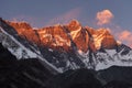Lhotse mountain peak, fouth highest peak in the world in Himalaya mountain range, Everest region, Nepal