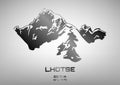 Outline vector illustration of steel Mt. Lhotse Royalty Free Stock Photo