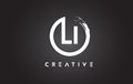 LI Circular Letter Logo with Circle Brush Design and Black Background.