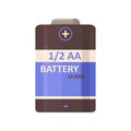 Li-ion battery of 1 2 AA type, cylinder shape. Large rechargeable dry cylindrical lithium power energy item of double A