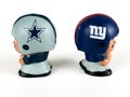 Li`l Teammates Cowboys vs. Giants on a White Backdrop Royalty Free Stock Photo