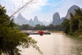Li river landscape in rural China with karst hills Royalty Free Stock Photo