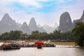 Li river landscape in rural China with karst hills Royalty Free Stock Photo