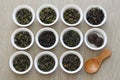 Taiwanese tea assortment : oolong tea, iron goddess tea, pu-erh tea