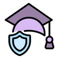 Liability graduation hat icon vector flat Royalty Free Stock Photo