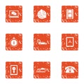 Liaison icons set, grunge style Royalty Free Stock Photo