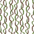 Liana branches vertical watercolor seamless pattern