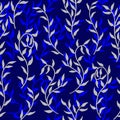 Liana spreads blue leaves creeper seamless pattern background vector