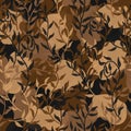 Liana spreads brown leaves creeper seamless pattern background vector Royalty Free Stock Photo