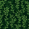 Liana spreads green leaves creeper seamless pattern background vector