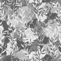 Liana spreads leaves creeper seamless pattern background monochrome vector