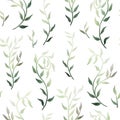 Liana spreads olive green leaves creeper seamless pattern background vector