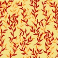 Liana spreads red leaves creeper seamless pattern background vector