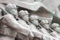 Chinese People's Volunteer Army Statues at Yalu River Short Bridge in Dandong, Liaoning, China. Royalty Free Stock Photo