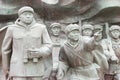 Chinese People's Volunteer Army Statues at Yalu River Short Bridge. a famous historic site in Dandong, Liaoning, China. Royalty Free Stock Photo