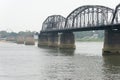 Yalu River Short Bridge in Dandong, Liaoning, China.