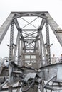 Yalu River Short Bridge in Dandong, Liaoning, China. Royalty Free Stock Photo