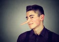 Liar funny looking young sly man Royalty Free Stock Photo