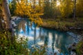 Liar river hot springs in warm autumn evening