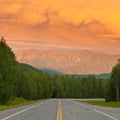 Liard River valley Alaska Highway BC Canada sunset Royalty Free Stock Photo