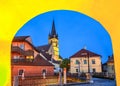 Liars Bridge and Lutheran Cathedral,Sibiu, Transylvania, Romania Royalty Free Stock Photo
