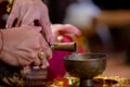 Libation, Thai engagement, pour water in Thai wedding, pouring water in Thai wedding