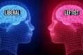 Liberal vs Leftist concept background with Glowing Brains in Red and Blue. Royalty Free Stock Photo