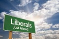 Liberals Green Road Sign and Clouds Royalty Free Stock Photo