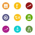 Liberation icons set, flat style