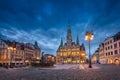 Liberec, Czechia. View of main square with Town Hall at dusk Royalty Free Stock Photo
