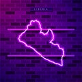 Liberia map glowing purple neon lamp sign