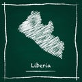 Liberia outline vector map hand drawn with chalk.