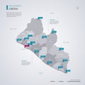Liberia vector map with infographic elements, pointer marks Royalty Free Stock Photo